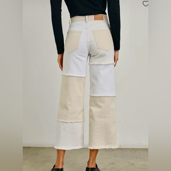 Rails NWT Getty Crop Wide Leg Ecru Patchwork Jeans Raw Hem Button Fly Women’s 31 - Picture 5 of 11